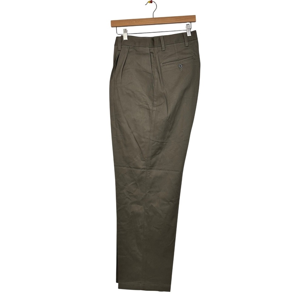Lee Pants Mens 40x30 Khaki Green Double Pleat Relaxed Fit Tapered Leg Casual - Picture 6 of 9